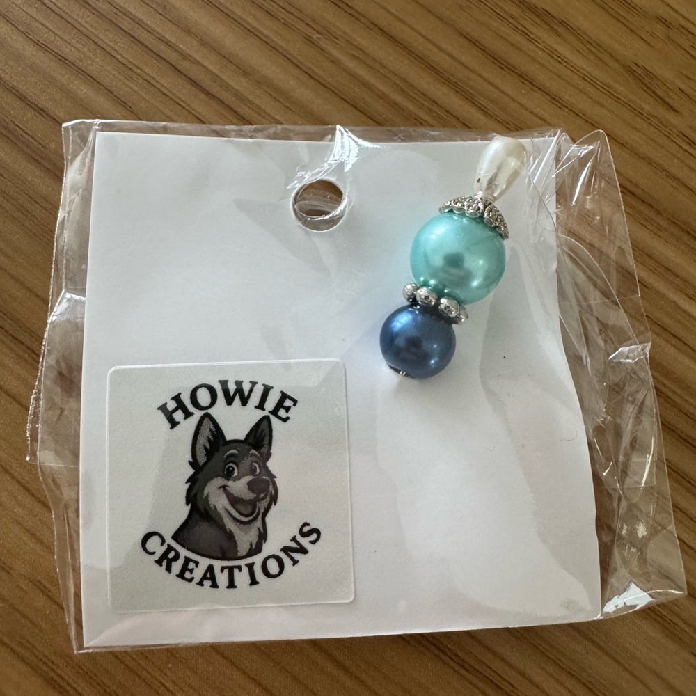 Howie Creations Blue and Teal Beaded Stick Pin - NWOT